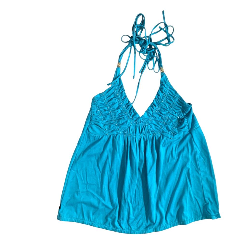 Torrid blue fringe halter top woman’s size 10 medium 0